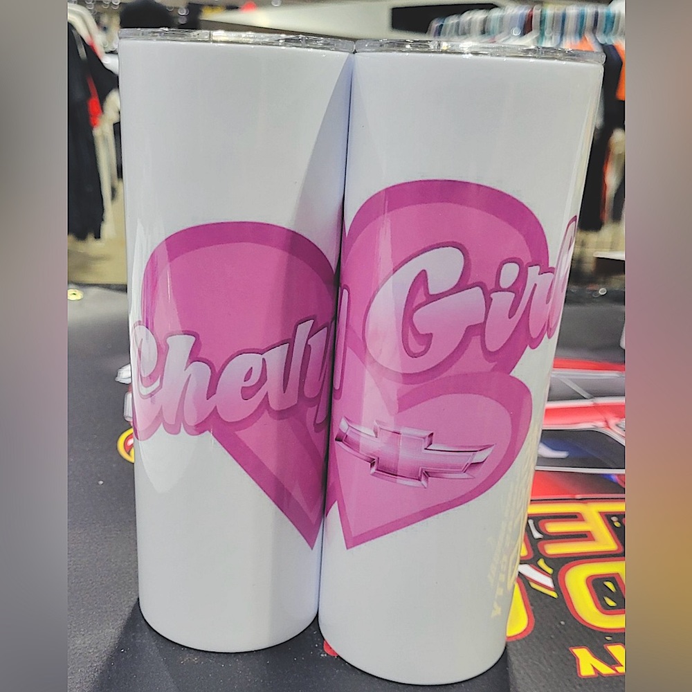 CHEVY GIRL 20 OZ. TUMBLER WITH LID AND STARW